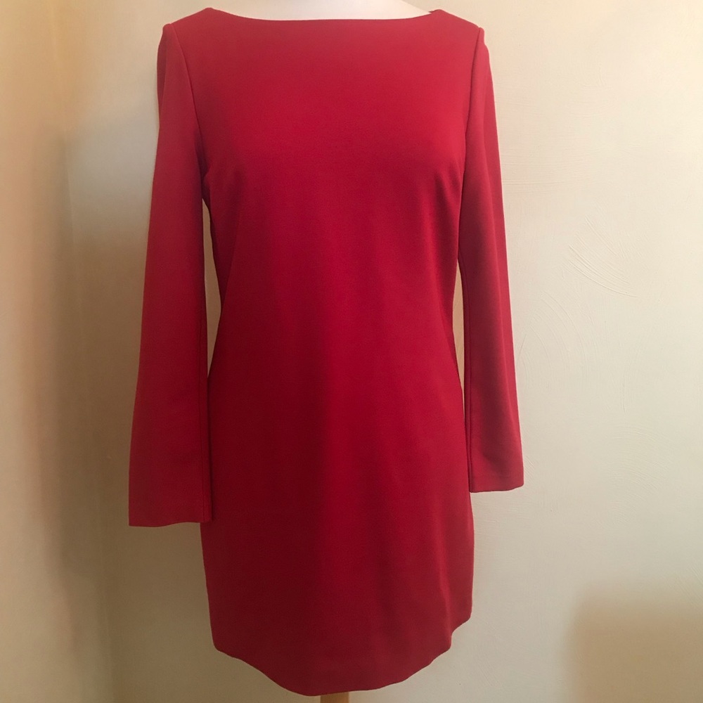 Trina Turk Red Sheath River Long Sleeve Dress
